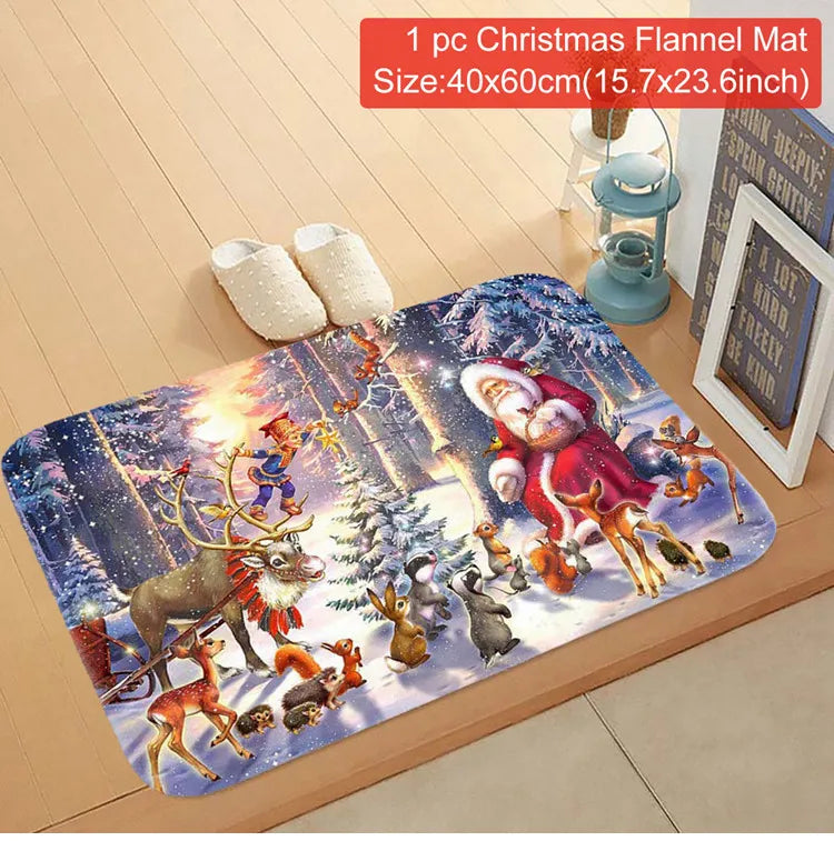 Christmas Door Mat. Santa Claus Outdoor Mat. Christmas Decorations For The Home.