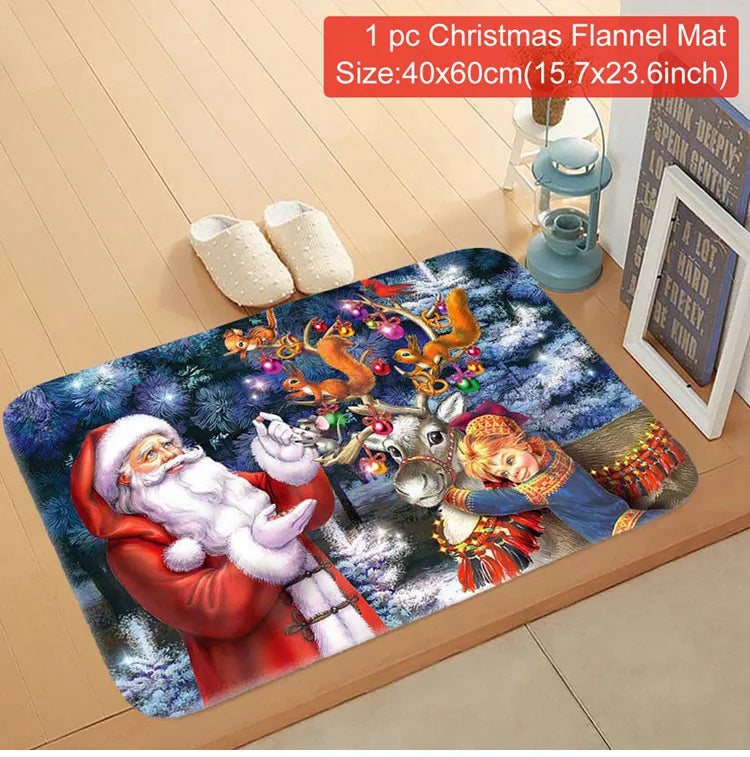 Christmas Door Mat. Santa Claus Outdoor Mat. Christmas Decorations For The Home.