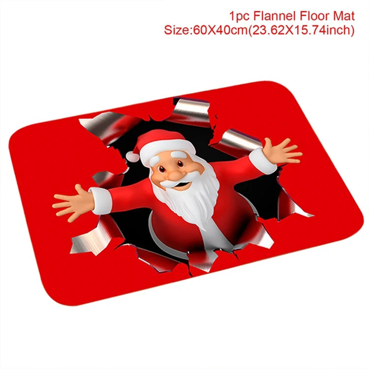 Christmas Door Mat. Santa Claus Outdoor Mat. Christmas Decorations For The Home.
