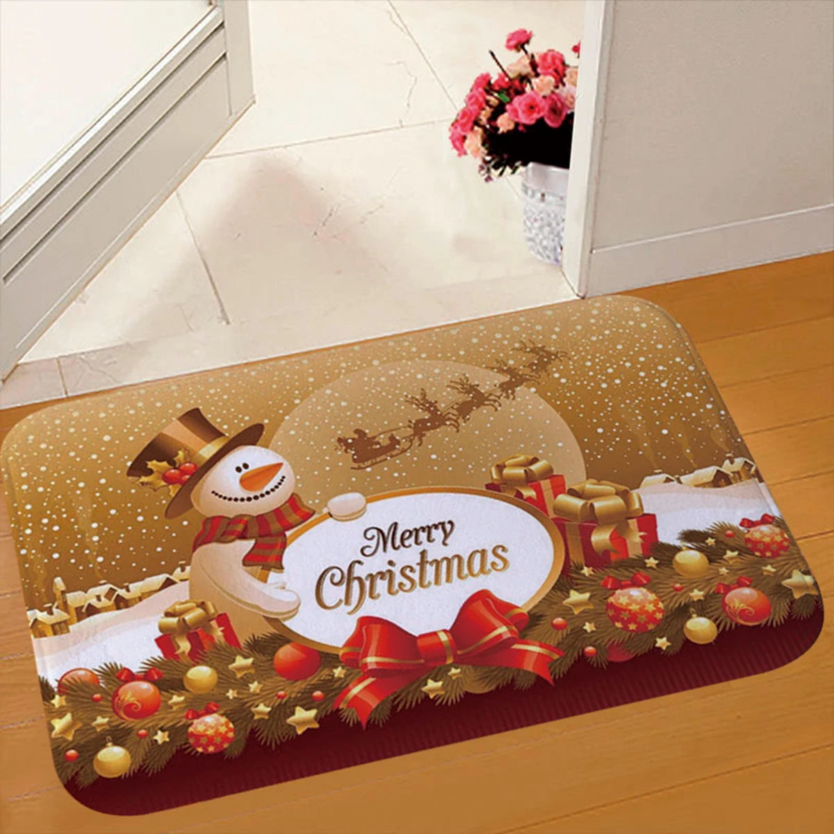 Christmas Door Mat. Santa Claus Outdoor Mat. Christmas Decorations For The Home.