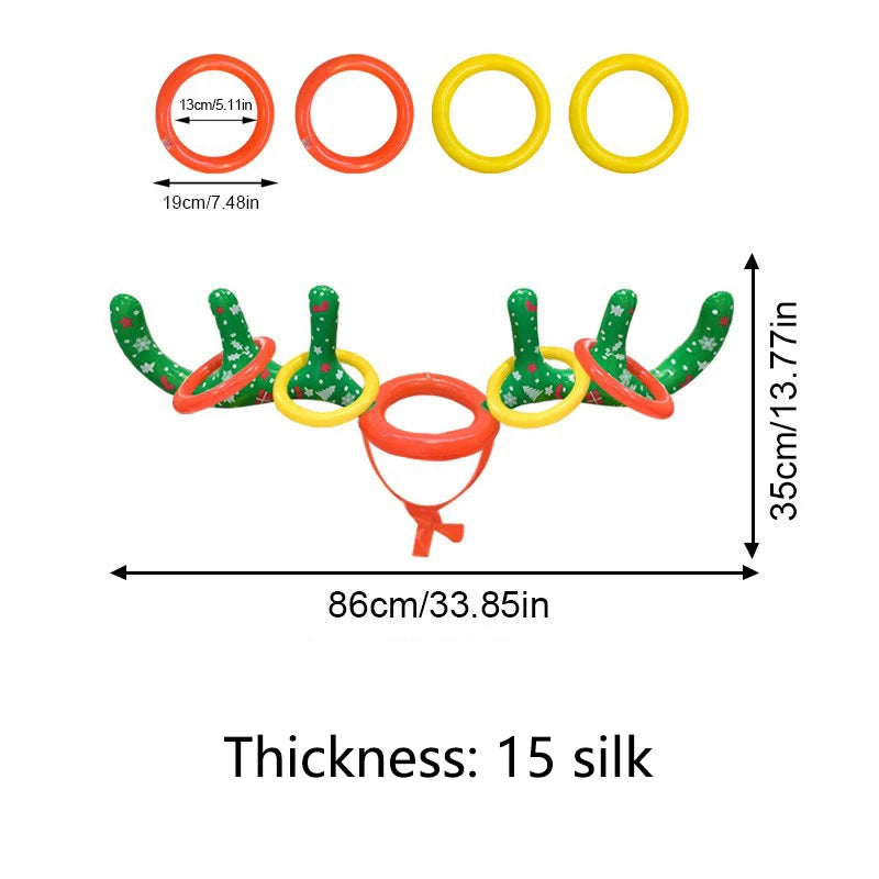 Inflatable Reindeer Antler Hat Ring Toss Game Christmas Family Game Toy New Year Party Decor Supplies Wedding Game Birthday Gift