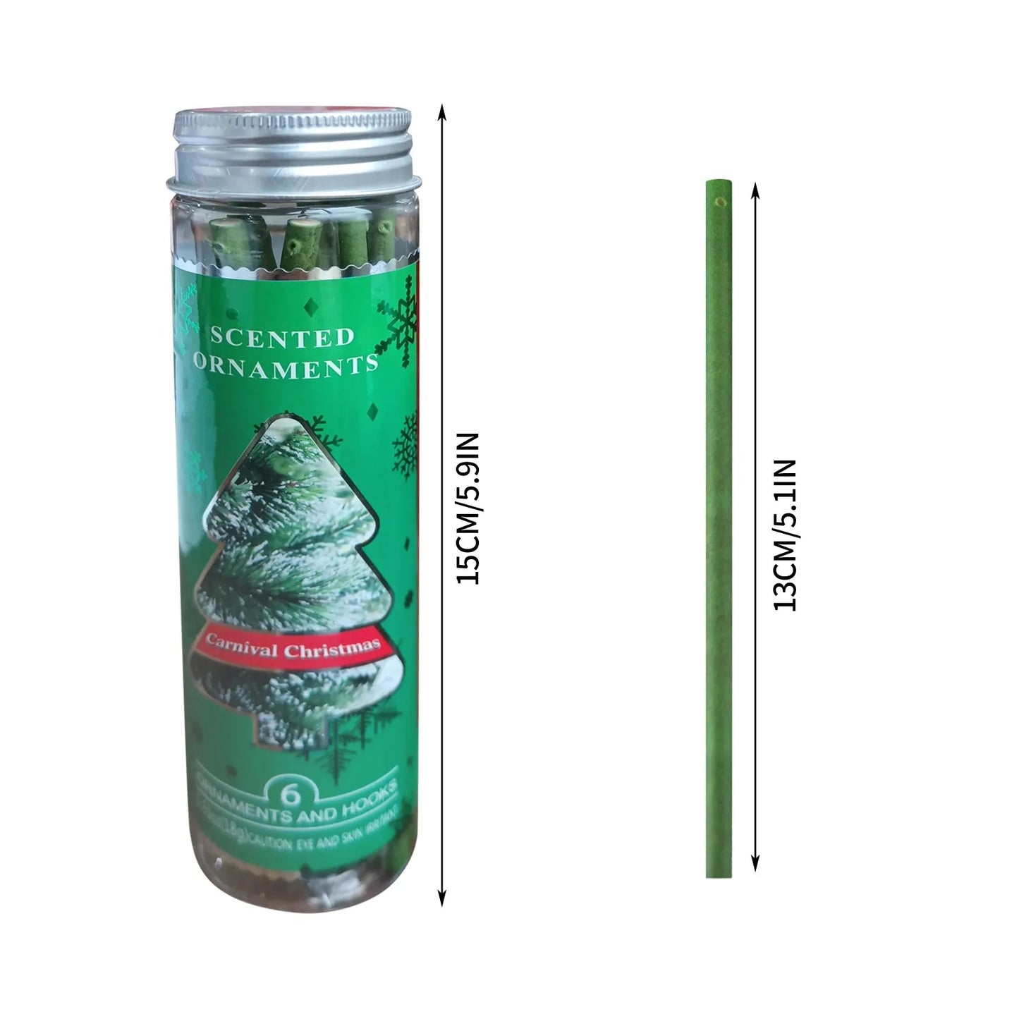 Pine wood scented aromatherapy stick with hook for christmas tree. 1 bottle of wooden aromatherapy sticks - 6 pieces