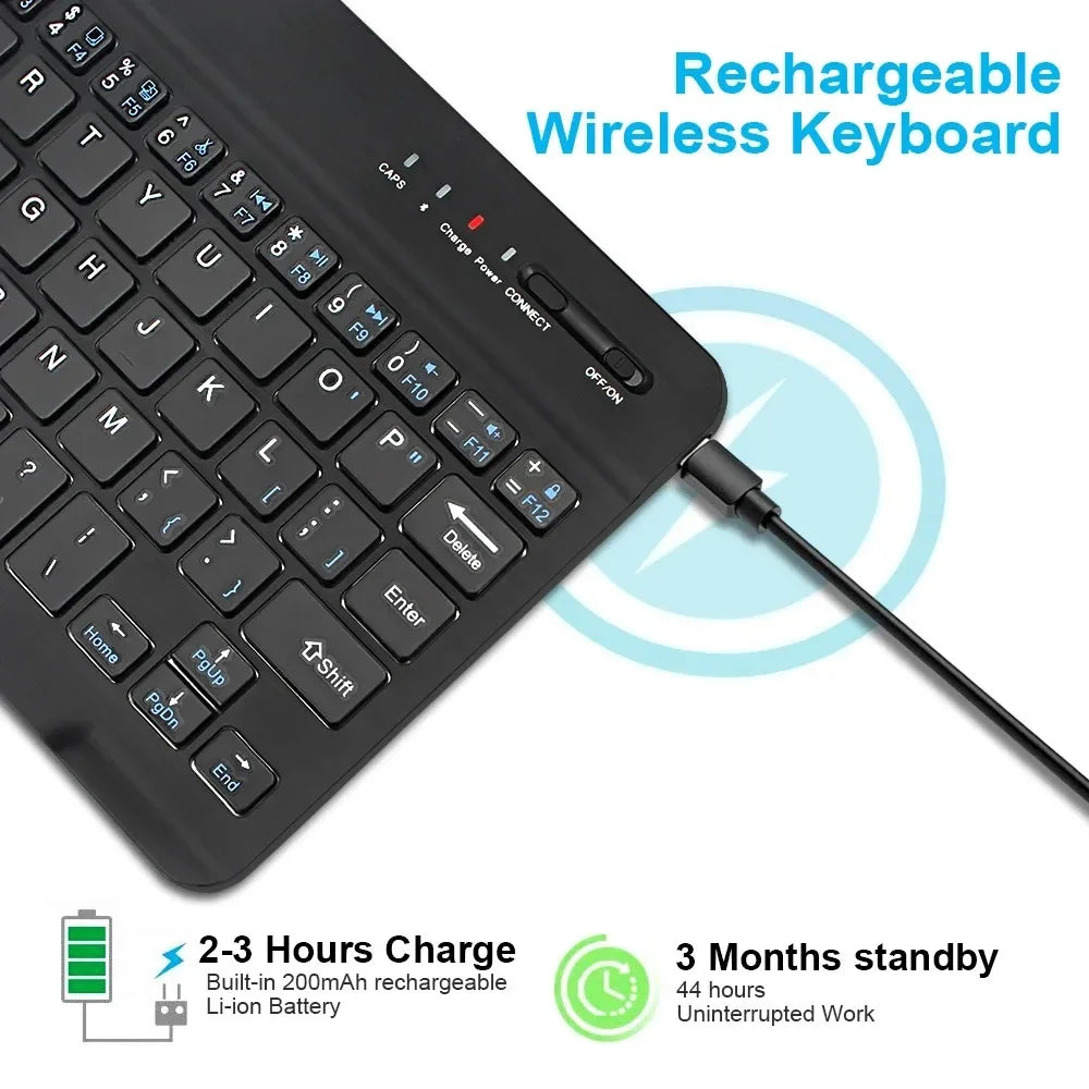 Bluetooth Keyboard for iPad 10th Generation, iPad Pro 13 12 11 10 9 8 7 Inch iPad Air 13 11th iPad Mini Samsung Tablets