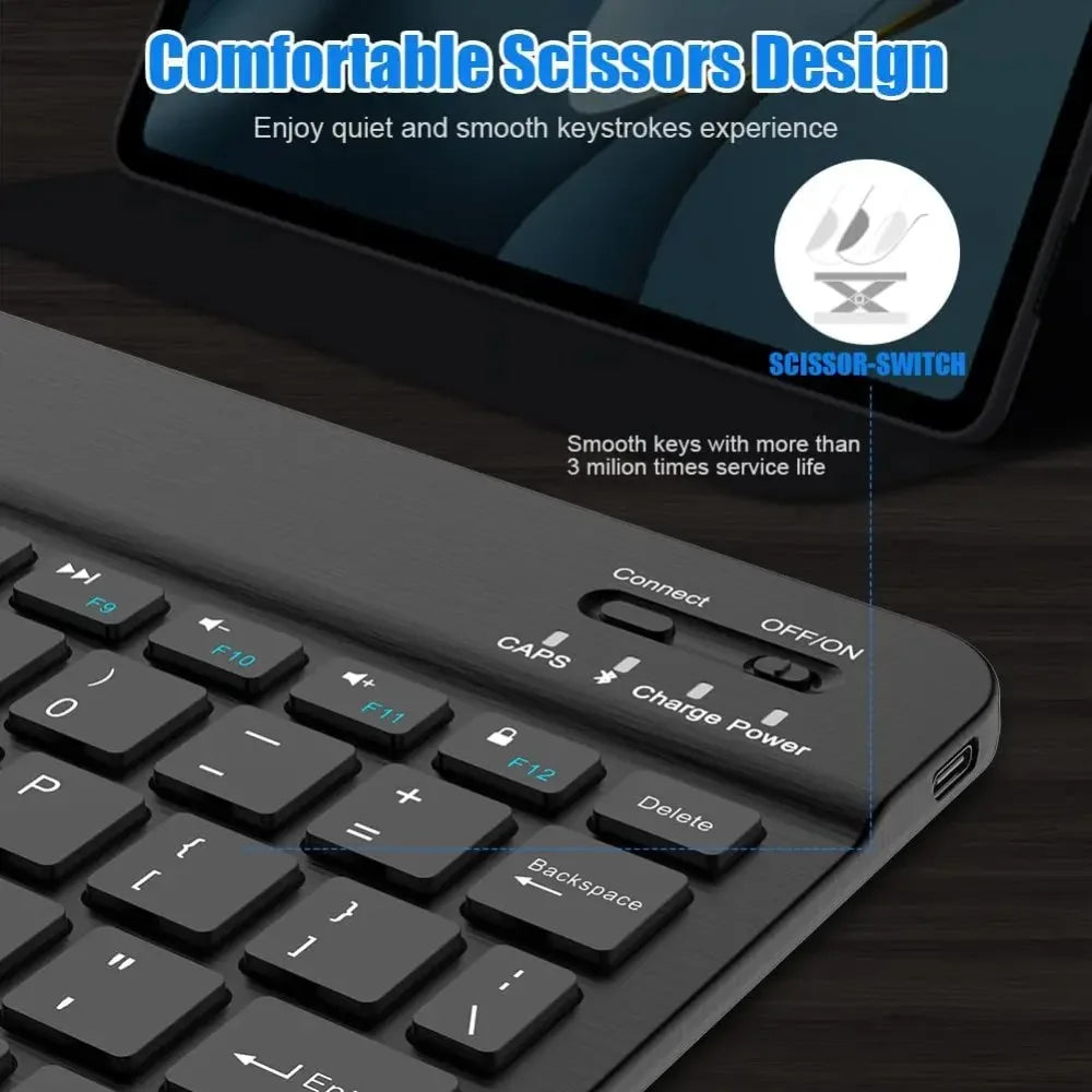 Bluetooth Keyboard for iPad 10th Generation, iPad Pro 13 12 11 10 9 8 7 Inch iPad Air 13 11th iPad Mini Samsung Tablets