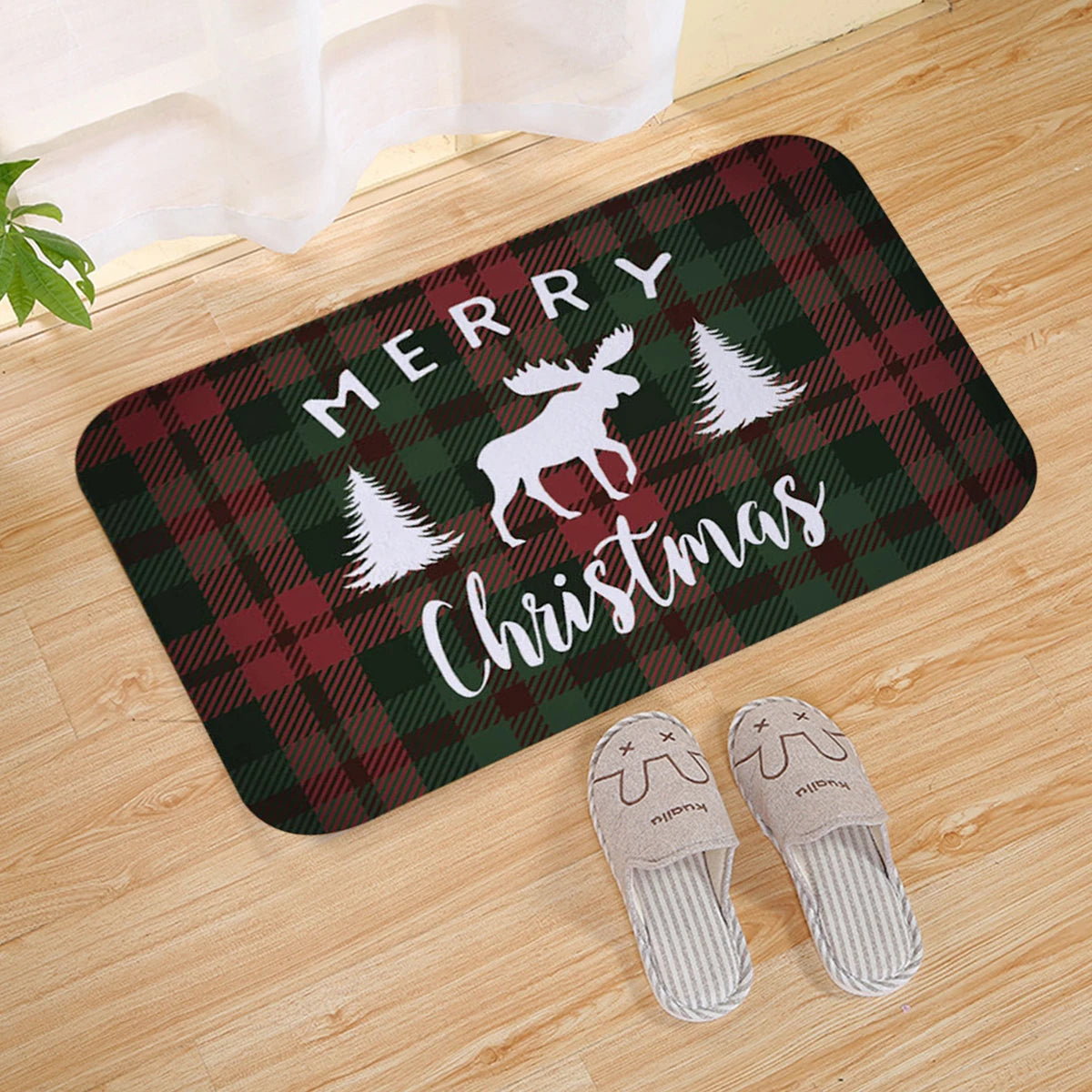 Christmas Door Mat. Santa Claus Outdoor Mat. Christmas Decorations For The Home.