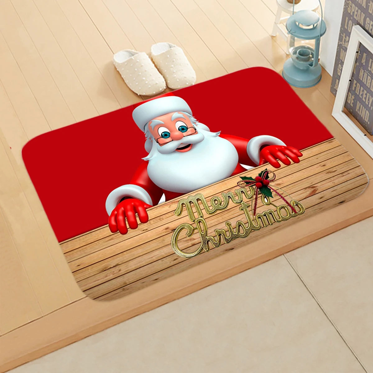 Christmas Door Mat. Santa Claus Outdoor Mat. Christmas Decorations For The Home.