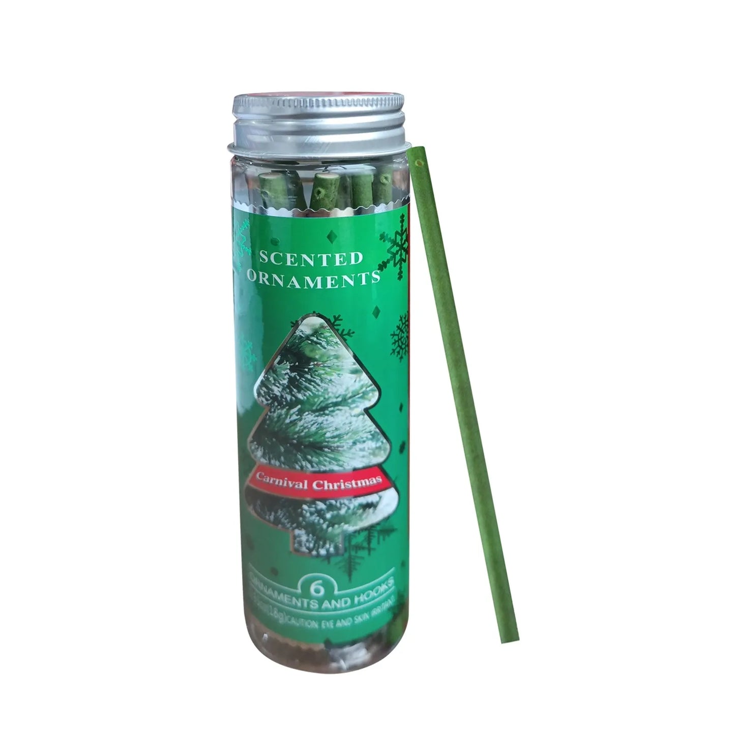 Pine wood scented aromatherapy stick with hook for christmas tree. 1 bottle of wooden aromatherapy sticks - 6 pieces